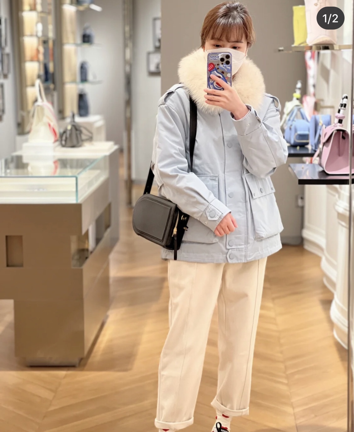 델보 핀 크로스오버 숄더백 블루